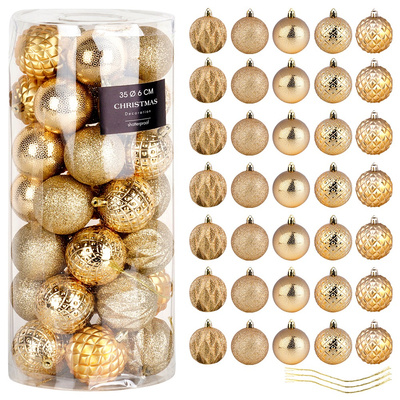 Christmas Baubles Unbreakable Golden 6 cm 35 pcs