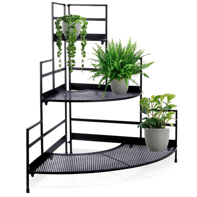 Plant Stand Metal Black 3-Level