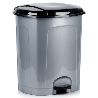 Bin with Pedal Plastic Gray 50 l