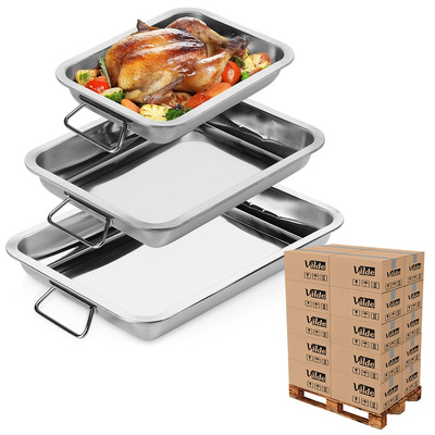 Roasting Tin Steel Rectangular 3 pcs (pallet of 80 pcs)