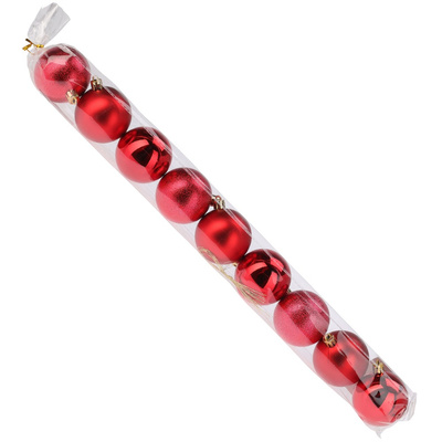 Bombki choinkowe nietłukące czerwone 6 cm 9 szt.