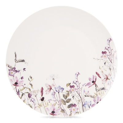 Talerz deserowy porcelanowy biały kwiaty LOUKA 20,5 cm