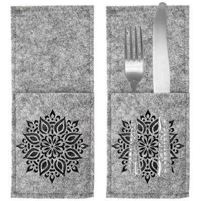 Cutlery Pouch Gray MANDALA 2 pcs