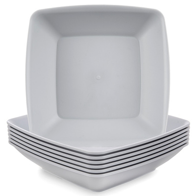 Talerze obiadowe głębokie plastikowe szare SANDY 17,5 cm, 500 ml 6 szt.