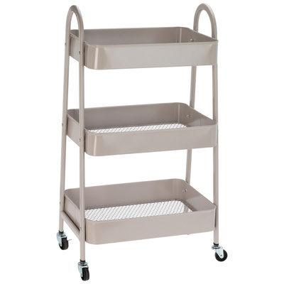 Storage Trolley Metal Beige 3-Level 44x31.5x78.5 cm