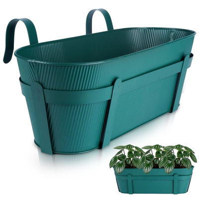 Balcony Flower Pot Metal Green 51.5 cm