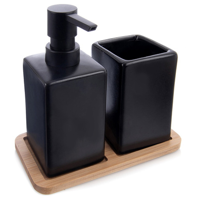 Bathroom Accessory Set Dolomite Black 3 pcs