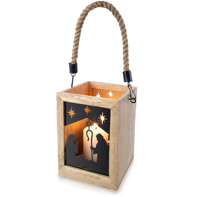 Lampion na świeczkę szopka MANGO 14x14x20 cm