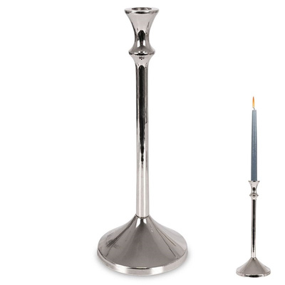 Candle Holder Aluminum Silver 30,5 cm