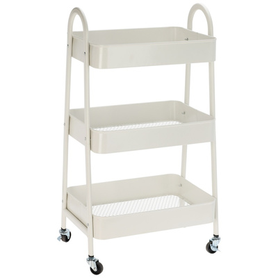 Storage Trolley Metal White 3-Level 44x31.5x78.5 cm