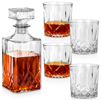 Whisky Decanter and Glasses Set Glass 900 ml + 4x300 ml 5 pcs