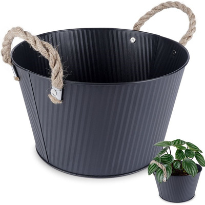 Plant Pot Metal Black 25x15 cm