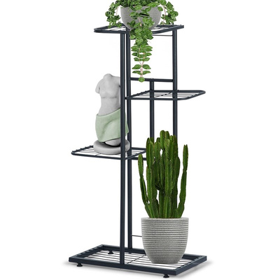 Plant Stand Metal Black 4-Level 80 cm