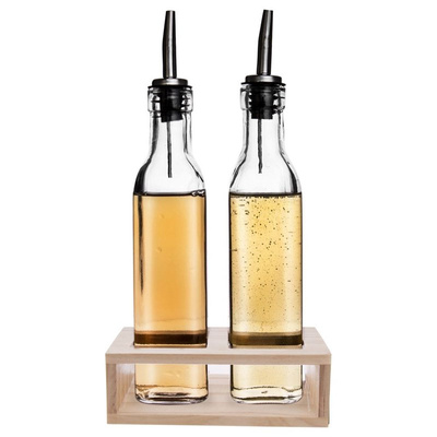 Oil and Vinegar Bottles Glass with Dispenser with Holder 2x 300 ml 3 pcs