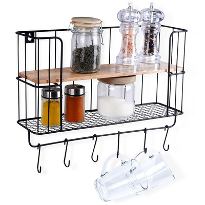 Kitchen Shelf Metal with Hangers 41x12x25.5 cm