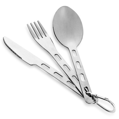 Camping Utensil with Carabiner Steel 3 pcs