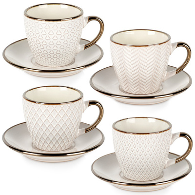 Filiżanki ze spodkiem ceramiczne 190 ml 4 szt.