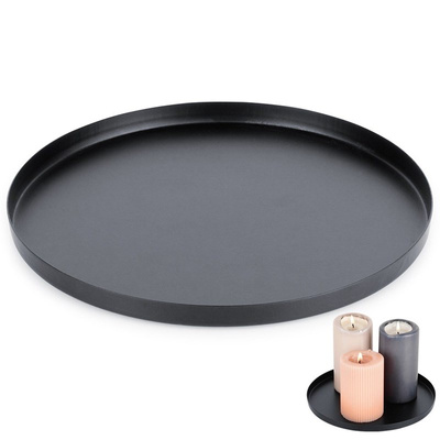 Candle Holder Tray Metal Black 21.5 cm