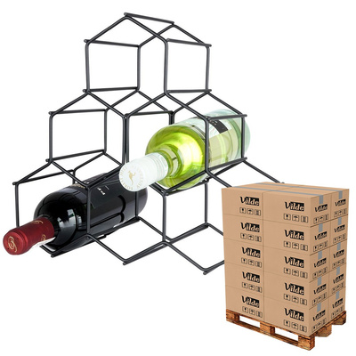 Stojak na wino metalowy czarny 6 butelek 29,5x28,5 cm (paleta 144 szt.)