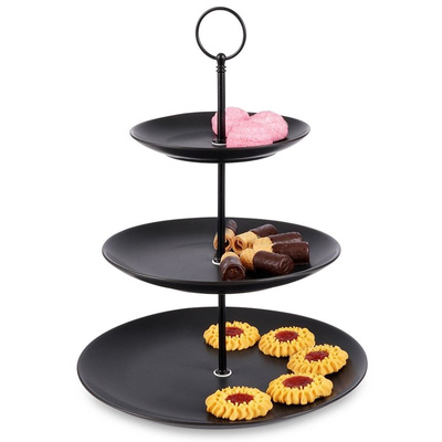 Tier Cake Stand Porcelain Black 34 cm