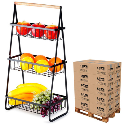 Fruit Basket Metal Black 3-Level (pallet of 200 pcs)