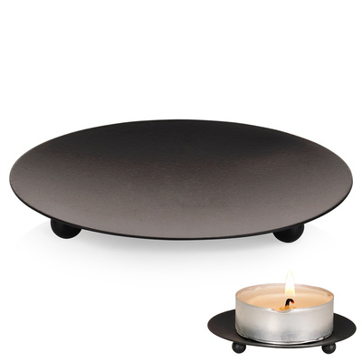 Candle Coaster Metal Black 8.5 cm