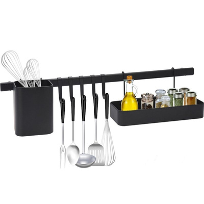 Kitchen Rail Metal Black 60 cm