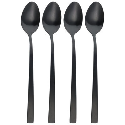 Long Handle Spoons Steel Black 4 pcs