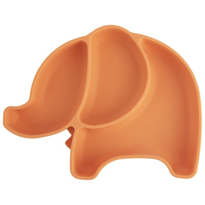 Plate for Kids Silicone Divided orange elephant 23,5x19x3,5 cm