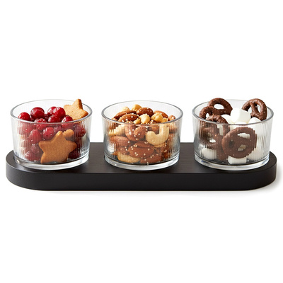 Snack Bowls Glass on Tray 4 pcs