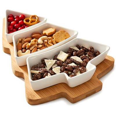 Snack Bowls Porcelain on Tray 4 pcs