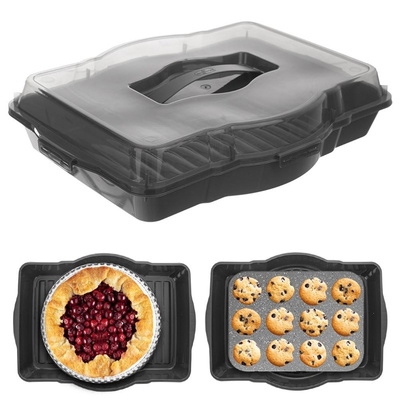 Cake Container with Lid GREY 45x35 cm