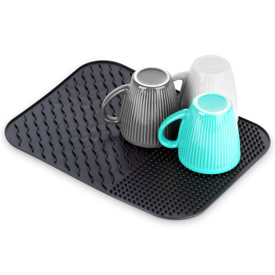 Dish Drying Mat Silicone Black 34x26.5 cm
