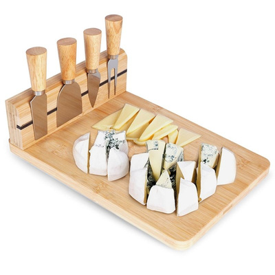 Cheese Board with Knives Bamboo 5 pcs