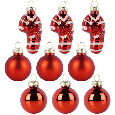 Christmas Baubles Glass Red 3 cm 9 pcs
