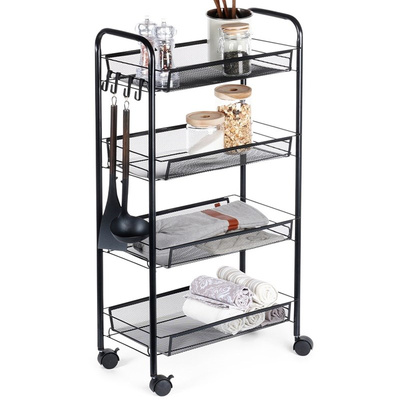 Storage Trolley Metal Black 4-Level