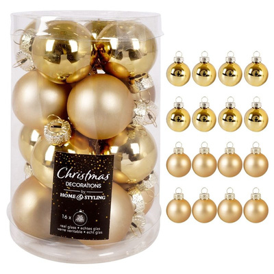 Christmas Baubles Glass Golden 3.5 cm 16 pcs