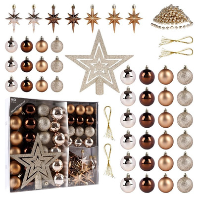 Christmas Baubles Golden Unbreakable 45 pcs