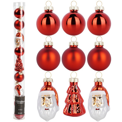 Bombki choinkowe nietłukące czerwone 3 / 5 cm 9 szt.