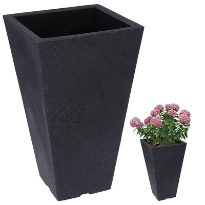 Garden Flower Pot Plastic Gray Square 27x45.5 cm