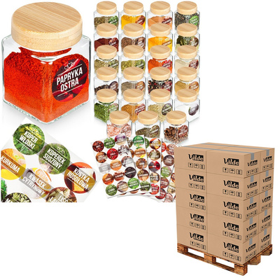 Pojemnik na przyprawy szklany 100 ml 24 szt. + 90 naklejek (paleta 180 szt.)