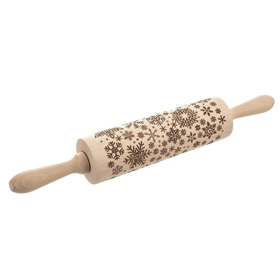 Embossing Rolling Pin Wooden Rotating Snowflakes 39 cm