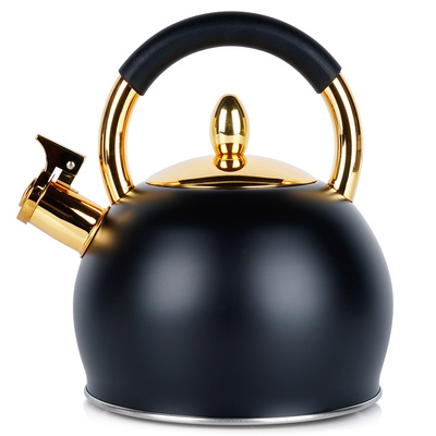 Whistling Kettle Steel Black Golden 3 l