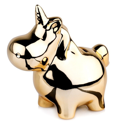 Piggy Bank Ceramic Gold Mirror 18x10.5 cm