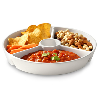 Snack Platter Porcelain White Divided 19 cm