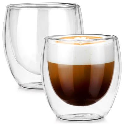Double Walled Glass with Double Walls for Coffee and Tea 250 ml 2 pcs