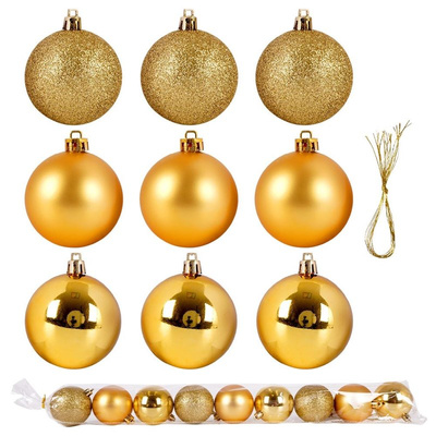 Christmas Baubles Golden Unbreakable 6 cm 9 pcs