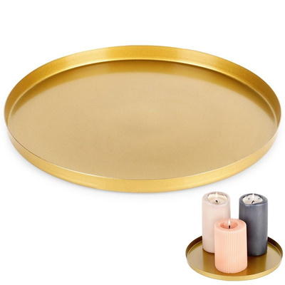 Candle Holder Tray Metal Gold 21.5 cm