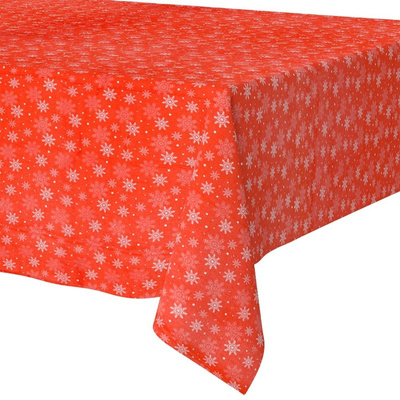 Tablecloth Stain-Resistant Red Snowflakes 180x130 cm