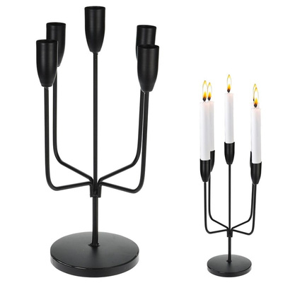 Candle Holder Metal Black for 5 Candles 20x35 cm